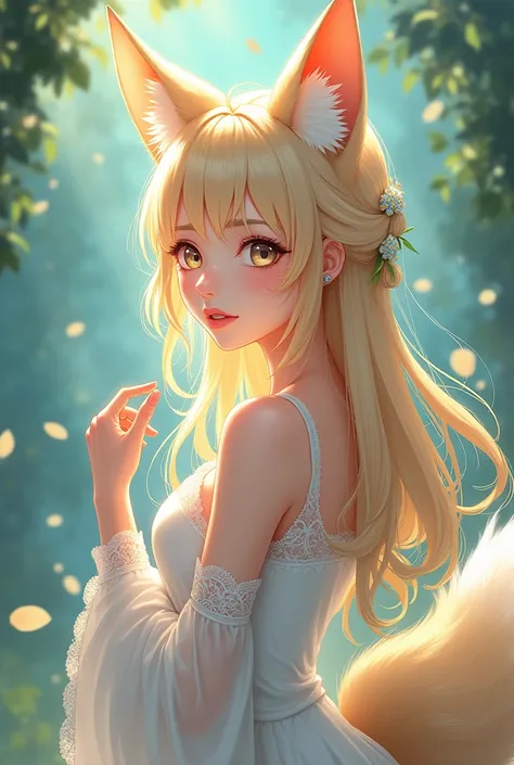 anime girl with fox ears
