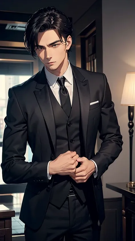 Handsome man in black suit

