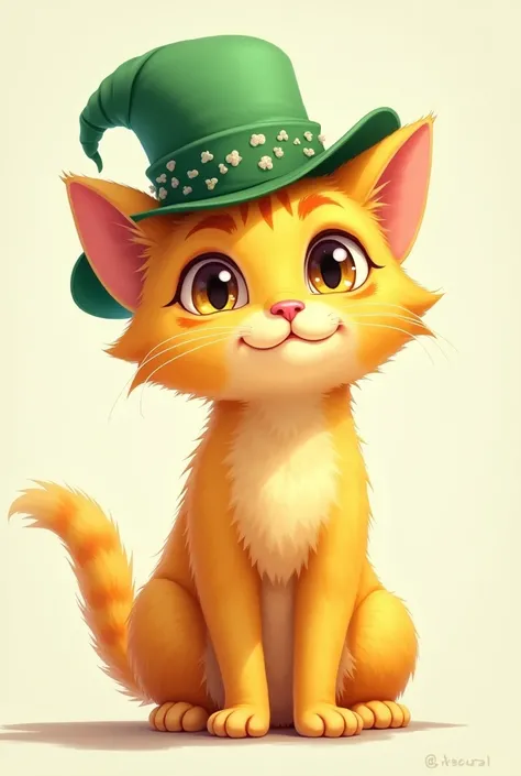 Yellow cat with green hat