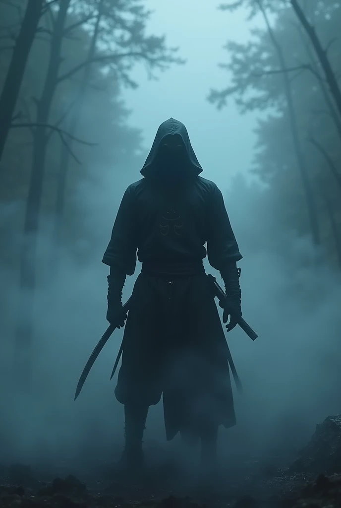 A ninja in the middle of the fog 