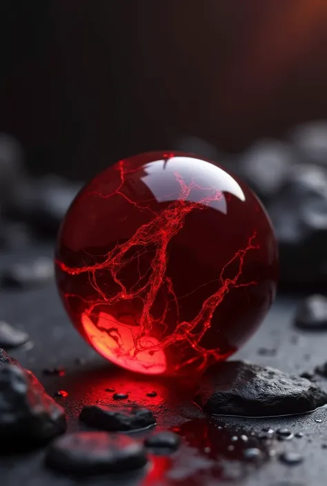 Small blood-red glass marble, blood crystal 