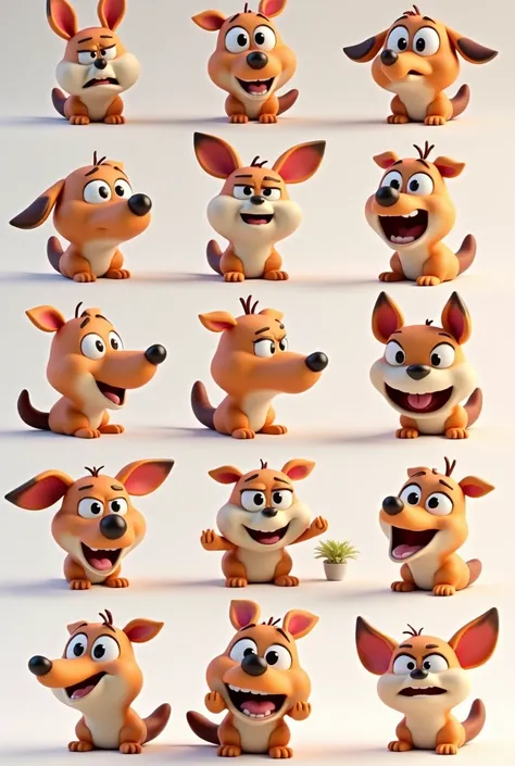 I want you to generate several emotes in different images in 3D Pixar style in 500x500 resolution
