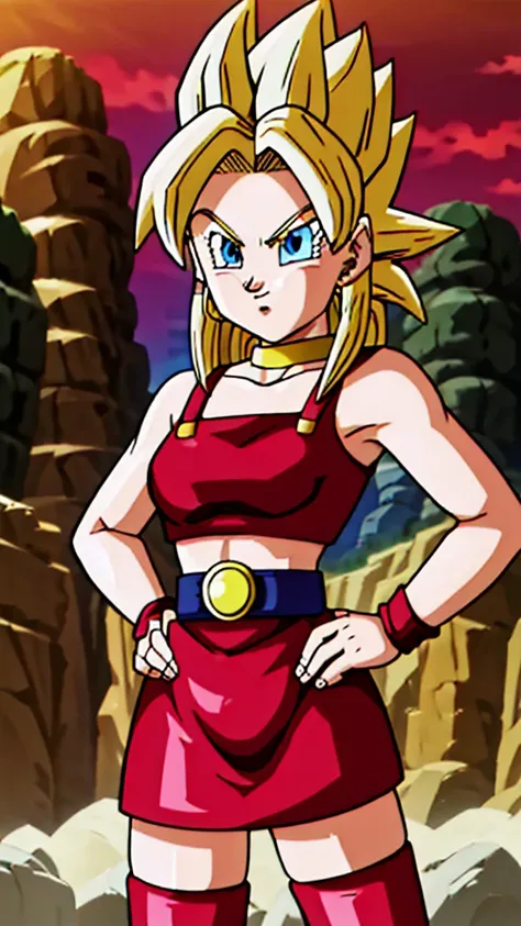 masterpiece,dbsuper style,
bulla, super saiyan, ssj4, blondie hair, ssj4,super saiyan, blue eyes, red hairband, hoop earrings, 
...