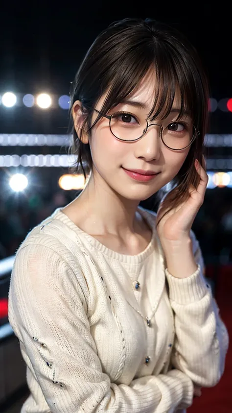 Japanese girl in casual clothes、Pay attention to the audience、Tokyo night skyline、(Highest quality、Masterpiece)))、HD Fine、Very detailed、Masterpiece、Cinema Lighting、(8k、Highest quality、Masterpiece:1.2)、(Realistic、Photorealistic:1.37) High resolution、Very de...