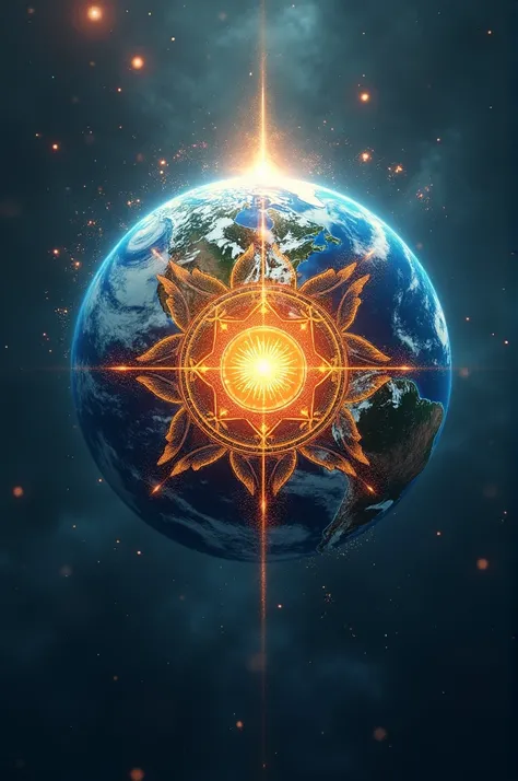 The combination of the chakra logo with the earth