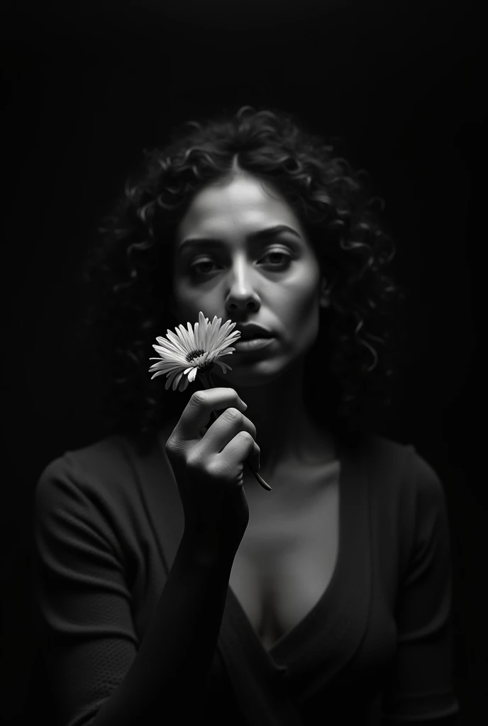 there is a woman holding a flower in her hand, inspired by Katia Chausheva, by Katia Chausheva, inspired by Irakli Nadar, chiaroscuro, inspired by Brooke Shaden, by Hiroyuki Tajima, by Zsolt Bodoni, by Irakli Nadar, by Kathy Horn, by Johanna Marie Fosie, c...