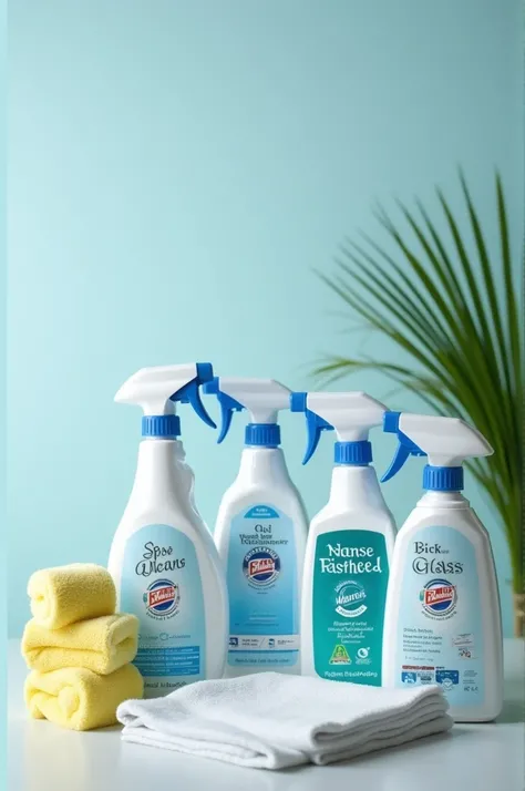 Create an image of cleaning products that the brand is TA GOOD