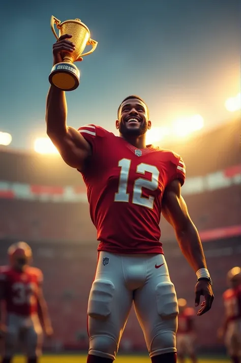 A football player receiving the award for best player of the year