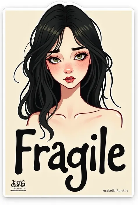 a sticker with the words fragile on it, fragile girl, fragile looking, fragile, etsy stickers, by Arabella Rankin, trending on society6, sticker illustration, telegram sticker, by Annabel Eyres, emotions, sticker, trending on dribbble.com mascot, feelings,...