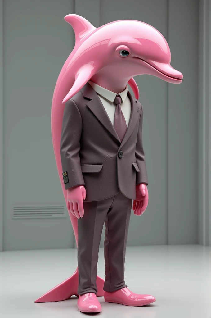 humanoid pink dolphin in suit