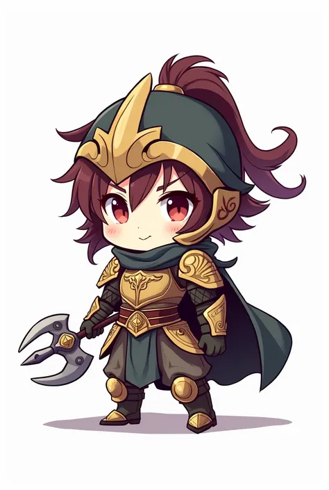 Full view，Full body portrait，Q version warrior， Chibi style，Pure white background