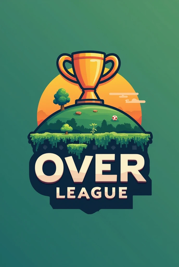 If you can generate a logo for a Champions style soccer league the name of the soccer league is "Over League" that has colors like UEFA or Club World Cup, nature like Minecraft can be related