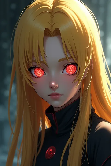 Blonde girl with blue Sharingan