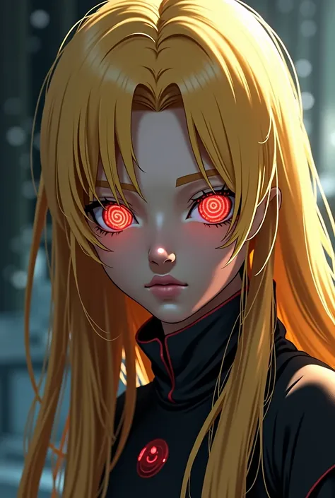 Blonde girl with blue Sharingan