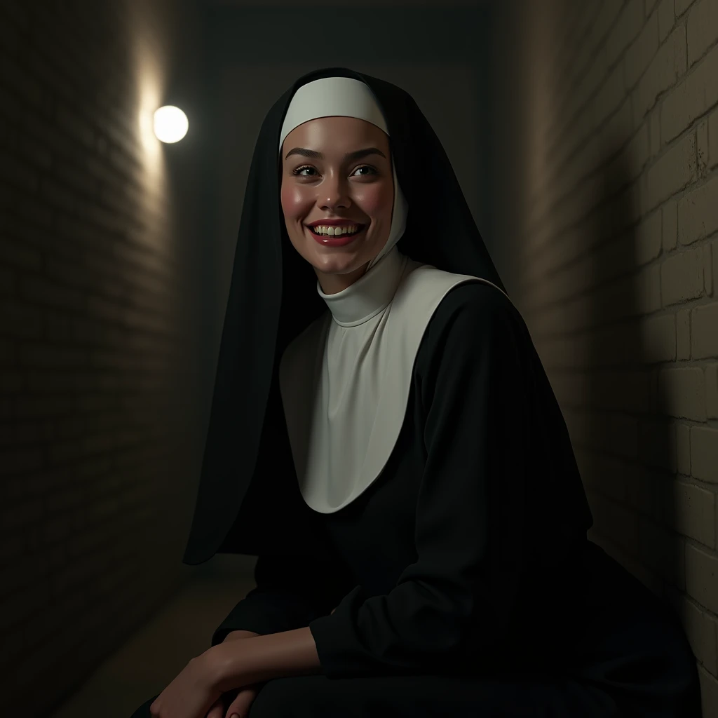 (realistic, photo-realistic:1.37), 1 girl, horny nun craving sex, erotic smile, nun who wants to suck penis, nun who wants to touch penis, nun who wants to smell penis, nun who wants to have cum in her mouth, nun who wants to swallow cum, detailed face and...