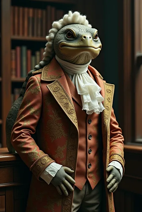 Turtle in elegant old-fashioned costume