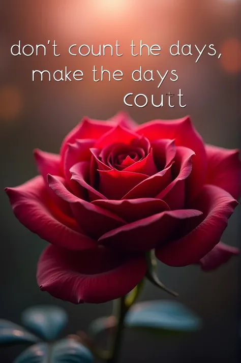 A rose in the background and containing the following phrase " Don&#39;t count the days, make the days count"