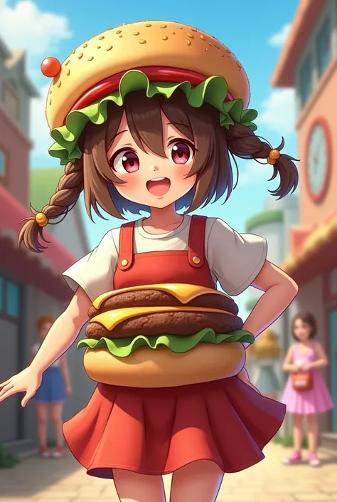 Girl dressed as a hamburger