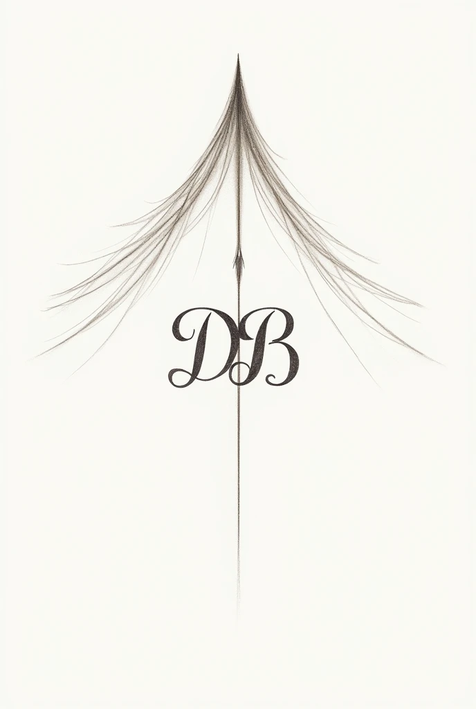 Nice arrow drawing that forms in the center with the letters DB in uppercase cursive 
