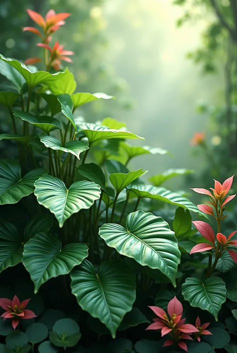 Boldo leaves, acacia leaves, rhubarb leaves 