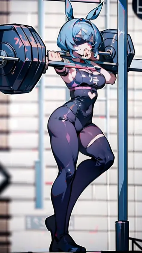 horse,Hatsune Miku,blindfold,(Eat ramen),Training Gym,(((Weightlifting,Weightlifting))),hatsune miku,gym,training,(((weightlift press))),barbell,weighted training