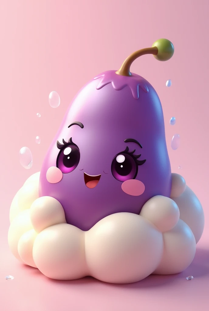 Make a grape with a kawaii face dipped in cake foam