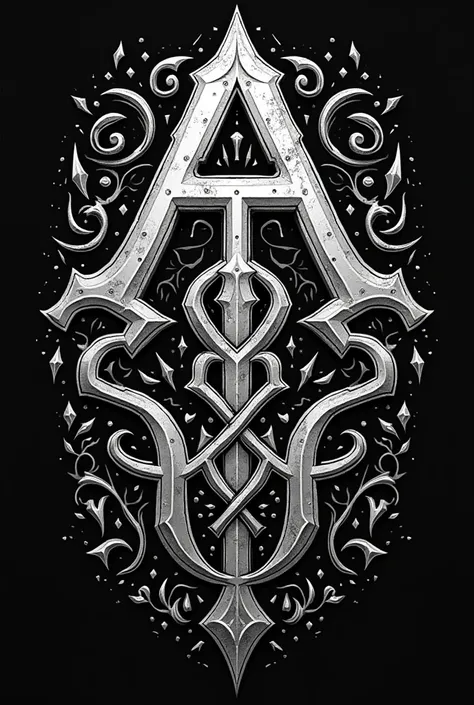 Adrian written with runes viking design in black and white 