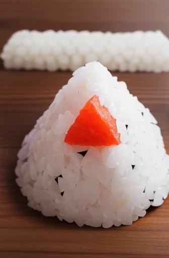 Onigiri shaped into a triangle