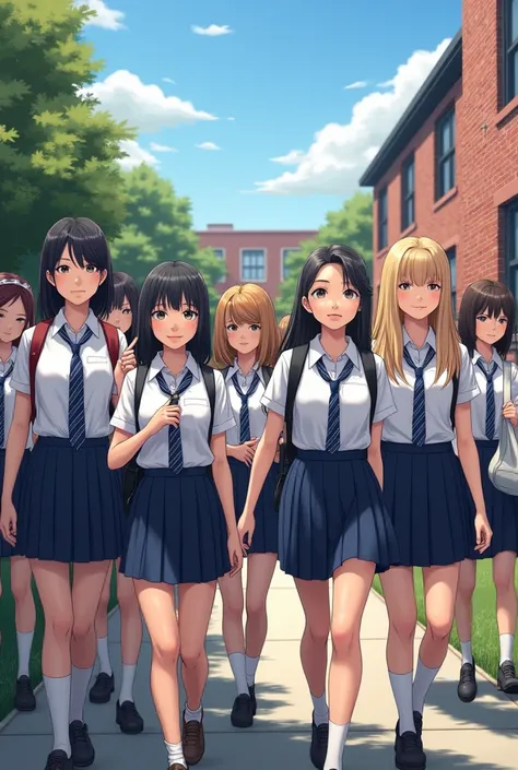 High school students in Assumption uniforms