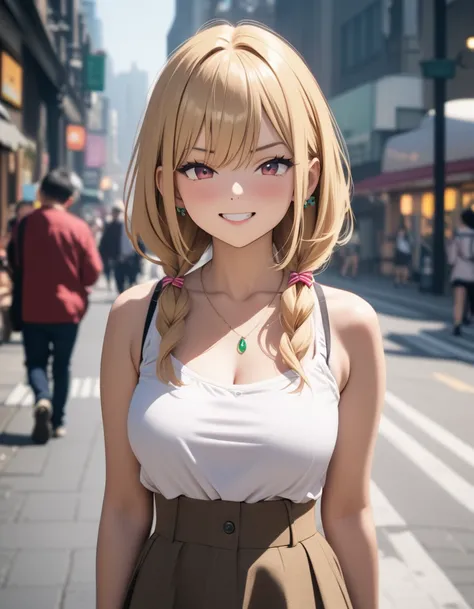 (Highest quality, 4K, 8k, High resolution, masterpiece:1.2), Very detailed, Picturesque, Anime style photo, Photo Anime:1.37)、blonde、Pixiecut、gyaru、evil grin、