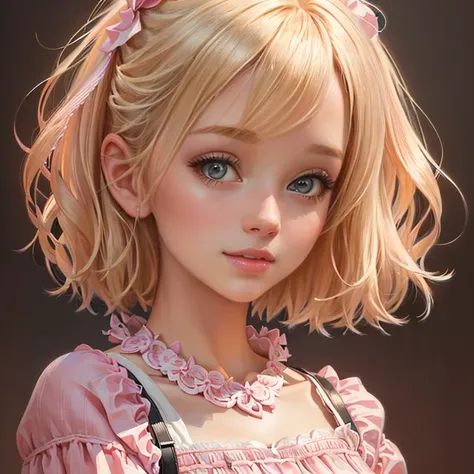 girl with blonde hair and pink dress, charming digital painting, realistic picture of a cute girl, cute digital art, gorgeous digital painting, beautiful digital painting, cute detailed digital art, cute handsome, beautiful digital art, gorgeous digital ar...