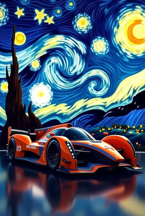 Create a McLaren MCL38 and the starry night of Vincent van Gogh
