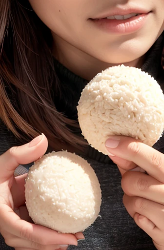 Holding a rice ball