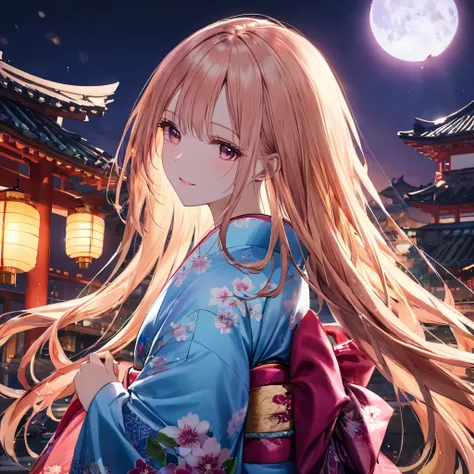 (masterpiece, best quality:1.2), 1girl, solo,perfect face,cute girl, long hair, detailed background,kimono, backlight, high contrast,