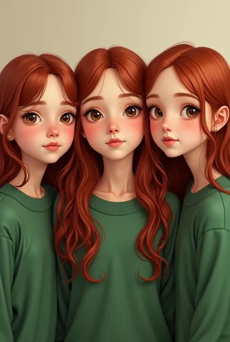 A 3 Girl Wearing A Green Sweater With Brown Eyes And Red Hair