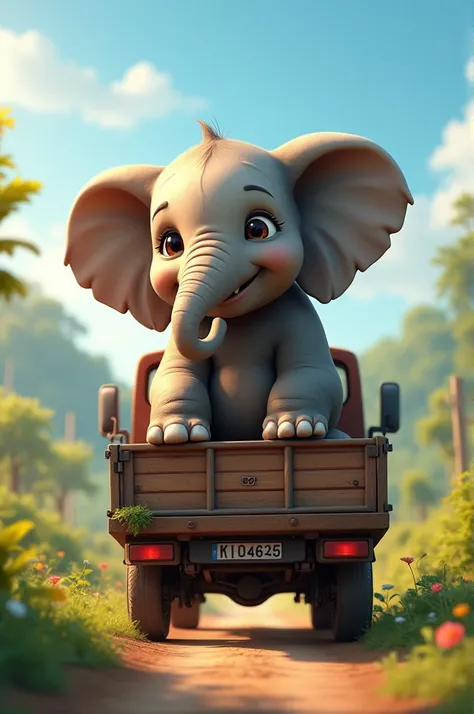 A full of truck baby elephant