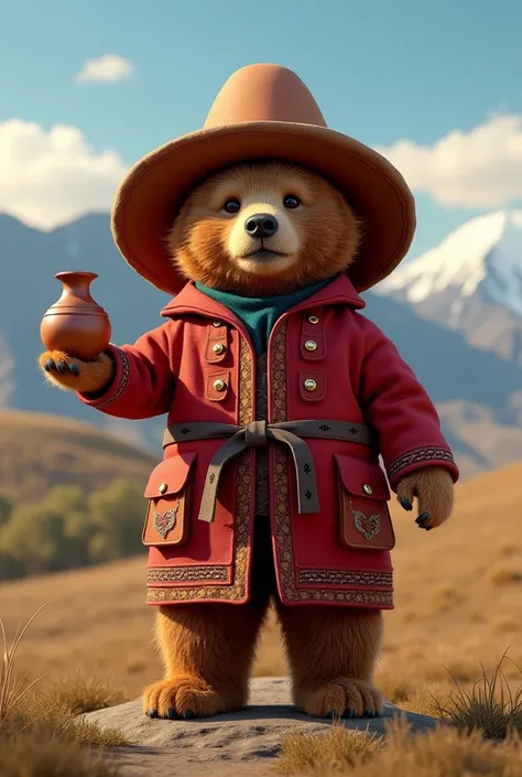 I would like to create a photo of Paddington Bear in a Chilean huaso costume and with a chupaya