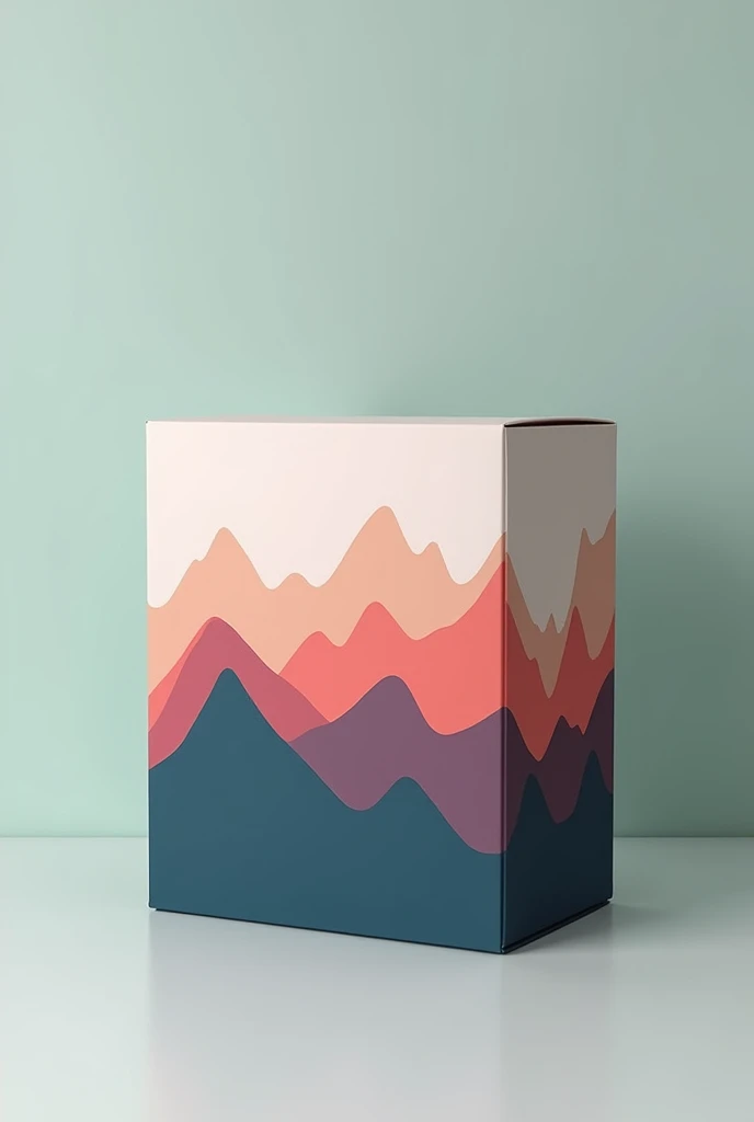 Create me a 7-color mountain packaging for bouquets that is an elegant box 
