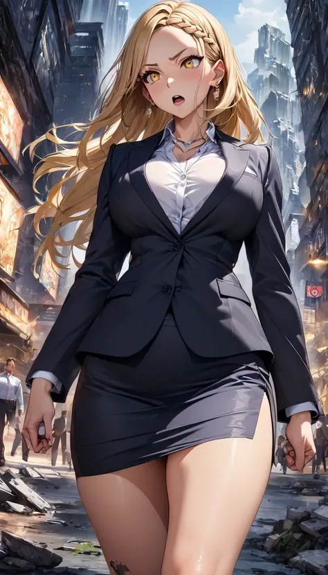 ((masterpiece)), ((high quality)),((ultra-detailed)), ((extremely detailed)), 4K,8K,wearing dark blue suit on beautiful buttocks, white collared shirt, dark blue pencil skirt, (white collared shirt), in office suits, black bra, office lady, 20 years old, a...