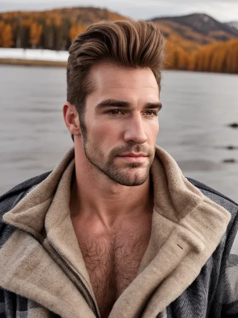 hair, portrait of a ruggedly handsome, muscular, half body, masculine, mature, retrato de un joven, muscular very handsome and a...