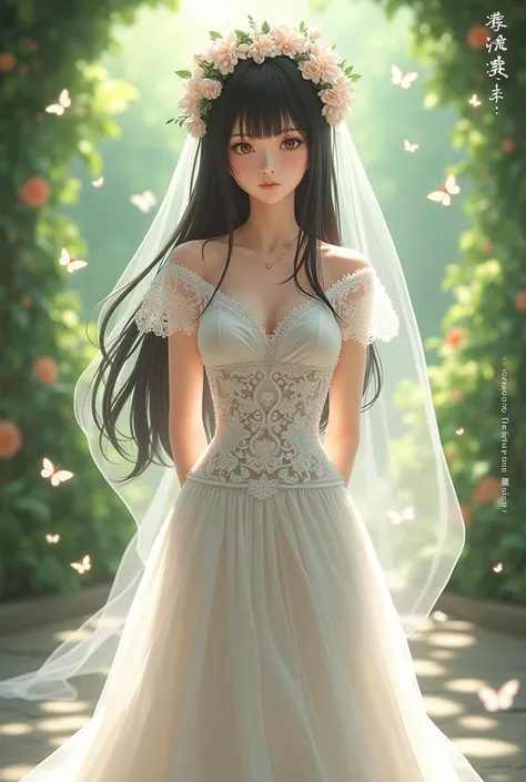 Izumi Uchiha wearing a bride dress 