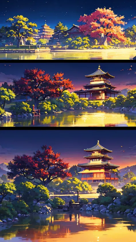 I want to paint a Japanese-style landscape.
Screen ratio is 9:16 4K
Please draw the Golden Pavilion in Kyoto in an anime style.
Makoto Shinkai style