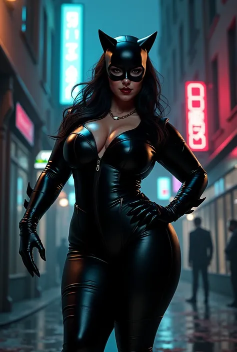 Chubby woman, cosplay, catwoman