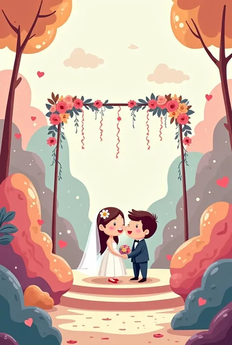 Wedding altar background cartoon