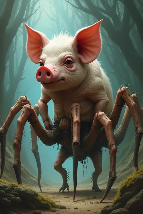 A humanoid pig with spider legs