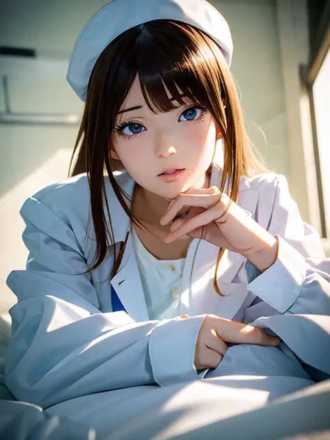 High resolution, 8k, Highest quality, detailed, Semi-realistic anime, Anime 3D Style, Smooth anime CG, One Girl, A 20-year-old Japanese woman, slim, Modeled, Shiny brown hair, detailedな顔, Beautiful and detailed, Glowing Skin, Hard Focus、Film Grain, Soft li...