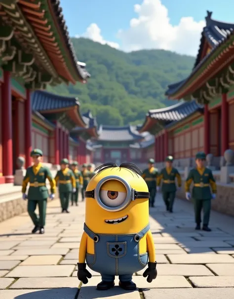 Minion Kevin Kevin visits Gyeongbokgung Palace.He accidentally entered a restricted area with guards. 