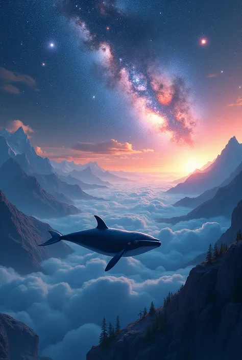 Broad field of vision, Beautiful little whale, The vast universe, Cosmic galaxies, Mountains and Oceans