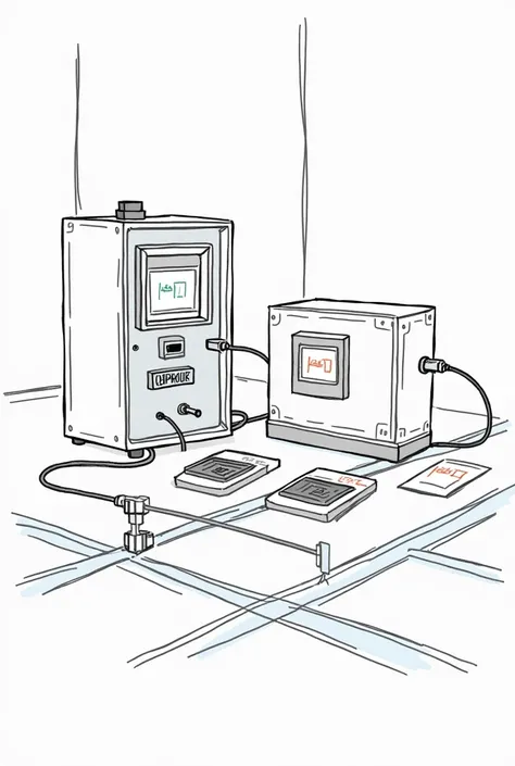 Experiment with uniform linear motion:

"2) Connect light gates 1 and 2 to the rear panel of the AT-01 Timer Counter.."

Create a picture from the steps above in hand-drawn style.