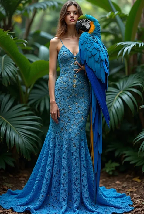 crochet dress inspired by the blue macaw